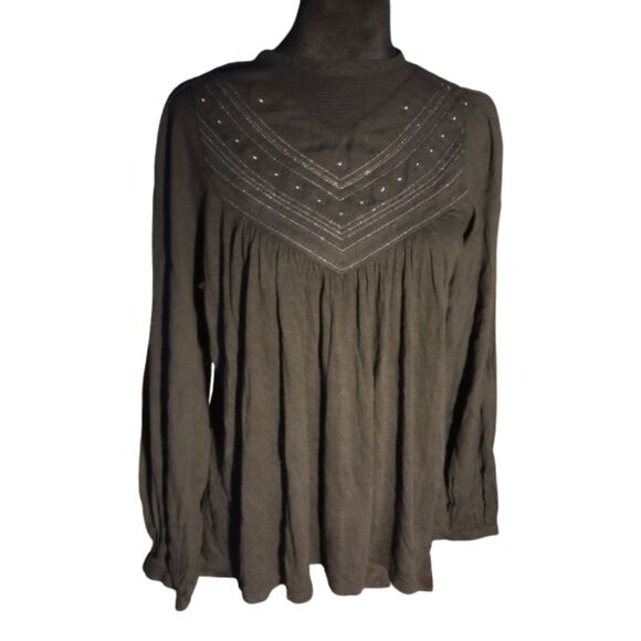 Lucky Brand Women's Size Small Black Blouson Pull over Blouse - Picture 1 of 5
